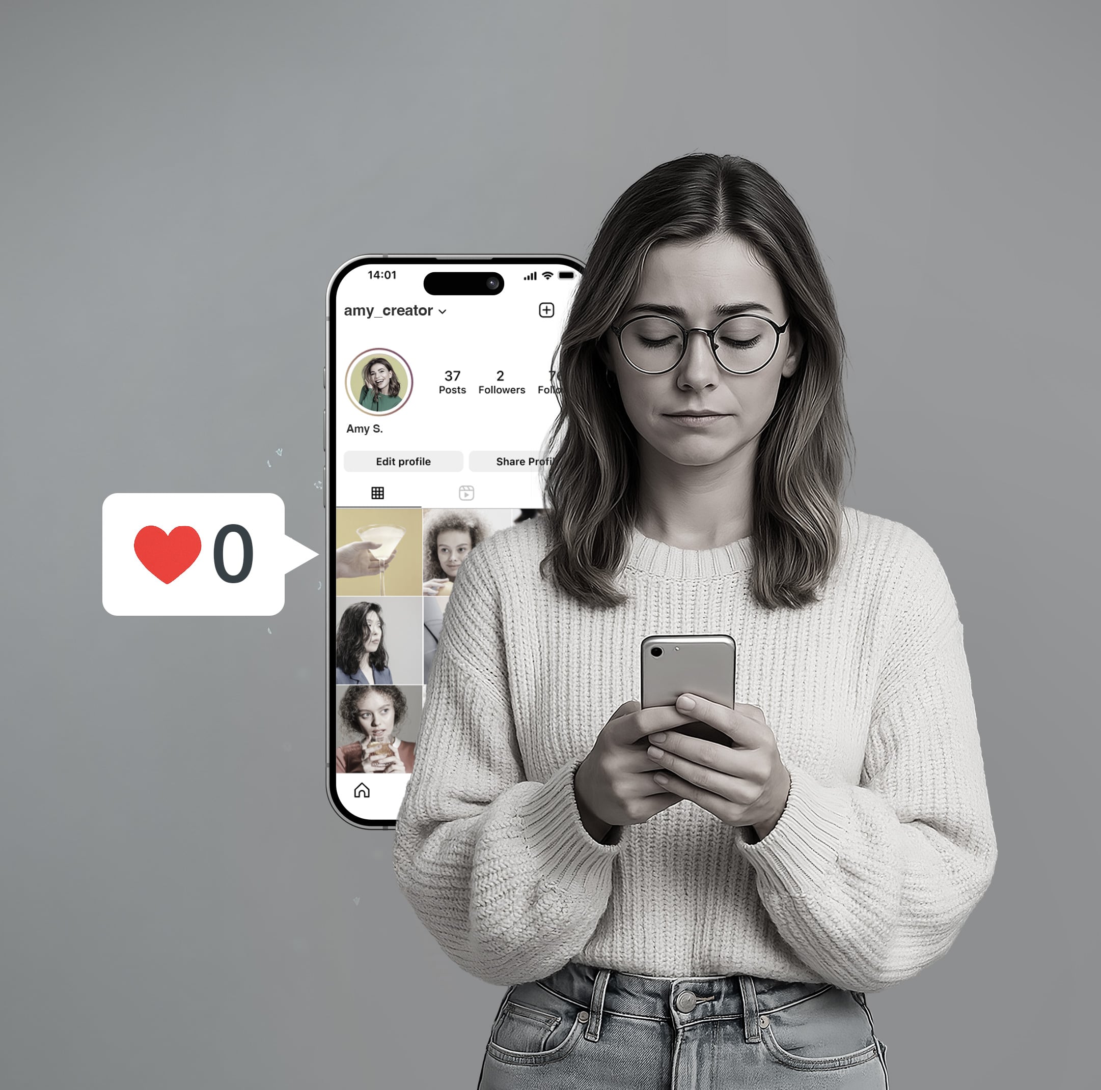 Content creator sad with no audience engagement